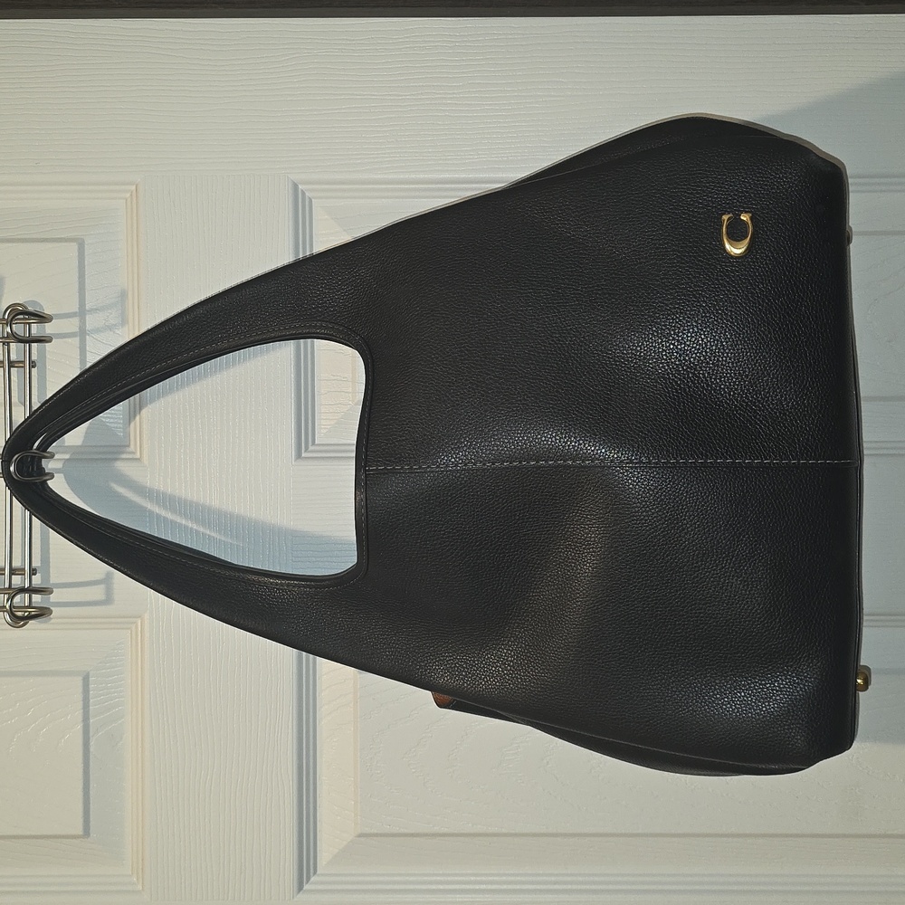 Coach Lana Large black/Brass Polished Pebble Leather Shoulder Bag